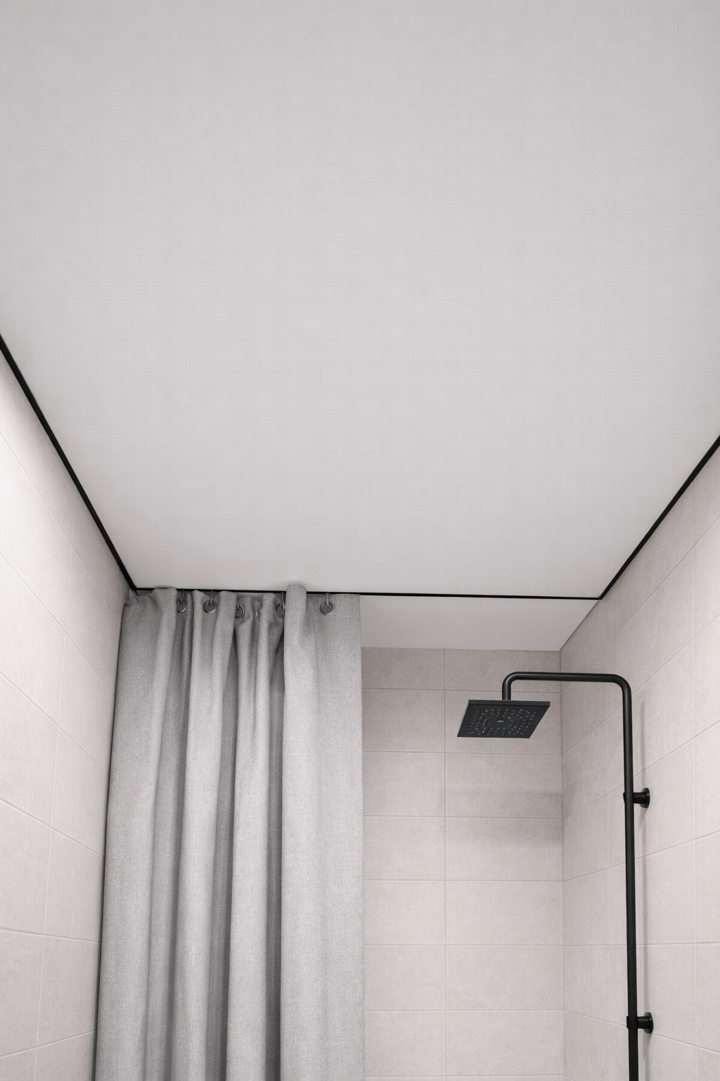 Идеально ровный белый потолок на современной кухне